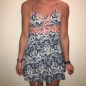Navy and Coral Sun Dress